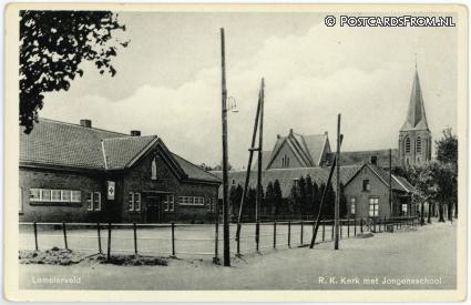 ansichtkaart: Lemelerveld, R.K. Kerk met Jongensschool