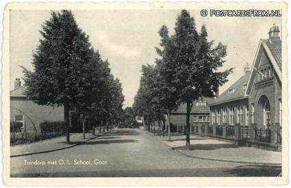 Goor, Tuindorp met O.L. School ansichtkaart: Goor, Tuindorp met O.L. School