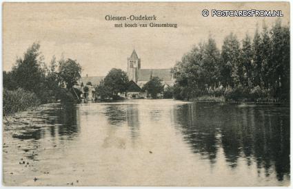 ansichtkaart: Giessen-Nieuwkerk, Met bosch van Giessenburg