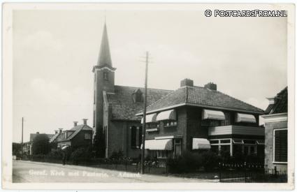 ansichtkaart: Aduard, Geref. Kerk met Pastorie