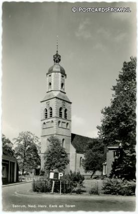 ansichtkaart: Eenrum, Ned. Herv. Kerk en Toren