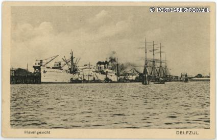 ansichtkaart: Delfzijl, Havengezicht