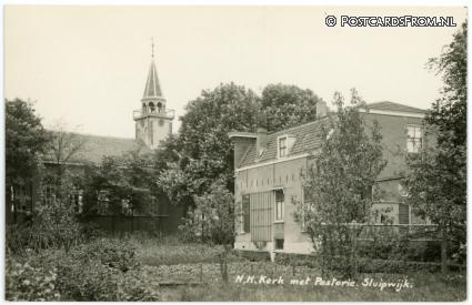 Sluipwijk, N.H. Kerk met Pastorie ansichtkaart: Sluipwijk, N.H. Kerk met Pastorie