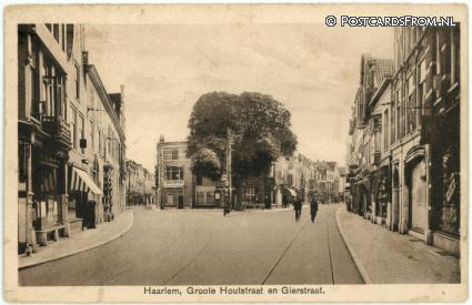 ansichtkaart: Haarlem, Groote Houtstraat en Gierstraat