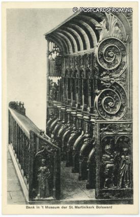 ansichtkaart: Bolsward, Bank in Museum der St. Martinikerk