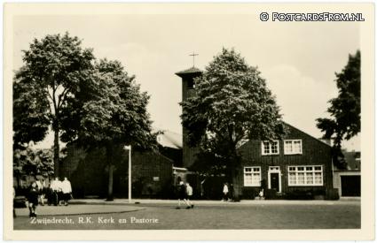 ansichtkaart: Zwijndrecht, R.K. Kerk en Pastorie