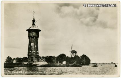Zwijndrecht, Riviergezicht met Watertoren ansichtkaart: Zwijndrecht, Riviergezicht met Watertoren