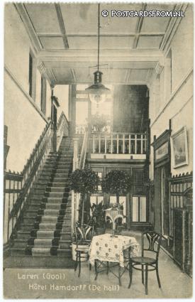 Laren NH, Hotel Hamdorff. De Hall ansichtkaart: Laren NH, Hotel Hamdorff. De Hall