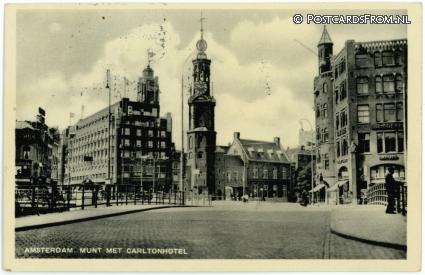 ansichtkaart: Amsterdam, Munt met Carltonhotel