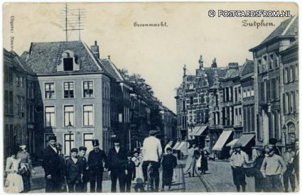 ansichtkaart: Zutphen, Groenmarkt. Hotel De Hollandsche Tuin