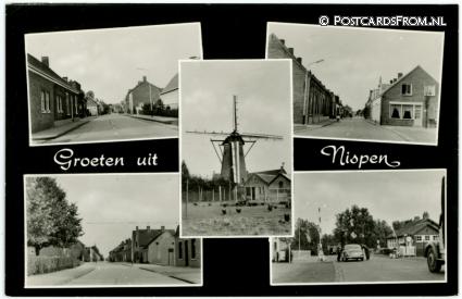 ansichtkaart: Nispen, Groeten uit. Grensovergang