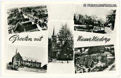 Nieuwe Niedorp, Dorpsgezicht - Zaagmolenstr. - N.H. Kerk - Klooster ansichtkaart: Nieuwe Niedorp, Dorpsgezicht - Zaagmolenstr. - N.H. Kerk - Klooster