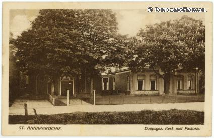 Sint Annaparochie, Doopsgez. Kerk met Pastorie ansichtkaart: Sint Annaparochie, Doopsgez. Kerk met Pastorie