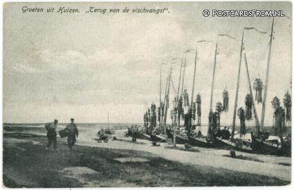 Huizen, Terug van de vischvangst ansichtkaart: Huizen, Terug van de vischvangst