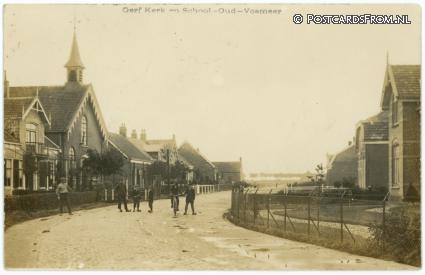 Oud-Vossemeer, Gerf Kerk en School ansichtkaart: Oud-Vossemeer, Gerf Kerk en School