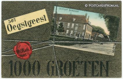 Oegstgeest, Gesticht Duinzicht. 1000 groeten ansichtkaart: Oegstgeest, Gesticht Duinzicht. 1000 groeten
