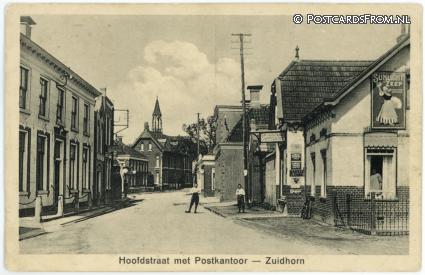 Zuidhorn, Hoofdstraart met Postkantoor ansichtkaart: Zuidhorn, Hoofdstraart met Postkantoor