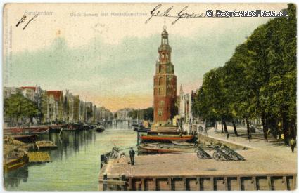 Amsterdam, Oude Schans met Montelbaanstoren ansichtkaart: Amsterdam, Oude Schans met Montelbaanstoren
