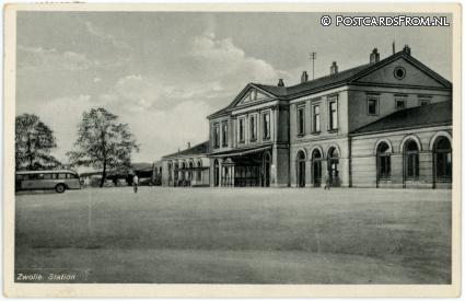 ansichtkaart: Zwolle, Station