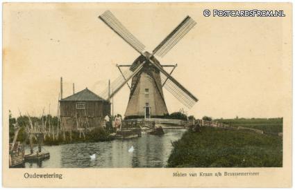 ansichtkaart: Oude Wetering, Molen van Kraan a.h. Braassemermeer