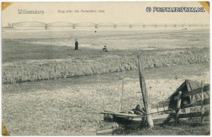 Dordrecht Willemsdorp, Brug over het Hollandsch diep ansichtkaart: Dordrecht Willemsdorp, Brug over het Hollandsch diep