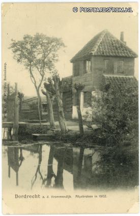 ansichtkaart: Dordrecht, a.d. Krommendijk. Afgebroken 1902