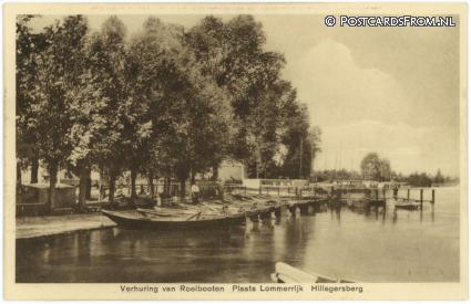 ansichtkaart: Hillegersberg, Plaats Lommerrijk. Verhuring van Roeibooten