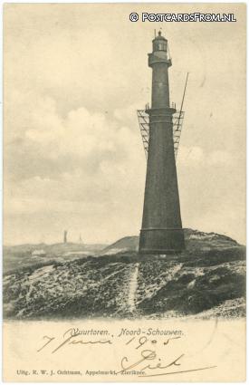 ansichtkaart: Noordwelle, Vuurtoren