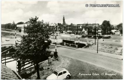 ansichtkaart: Edam, Panorama 3 Bruggen