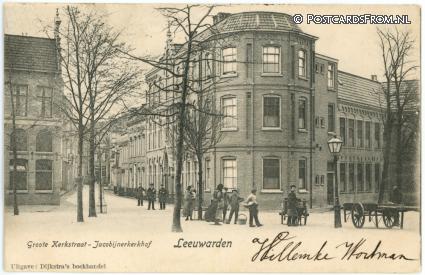 Leeuwarden, Groote Kerkstraat - Jacobijnerkerkhof ansichtkaart: Leeuwarden, Groote Kerkstraat - Jacobijnerkerkhof