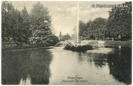 ansichtkaart: Wageningen, Stadsgracht met Fontein
