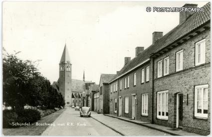 Schijndel, Boschweg met R.K. Kerk ansichtkaart: Schijndel, Boschweg met R.K. Kerk