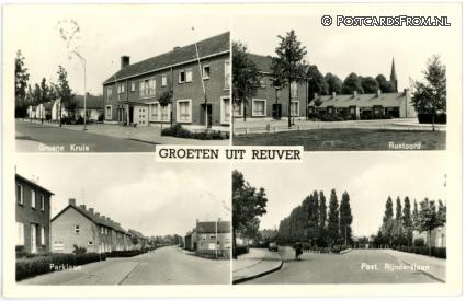 ansichtkaart: Reuver, Groene Kruis - Rustoord - Parklaan - Past. Rijnderslaan