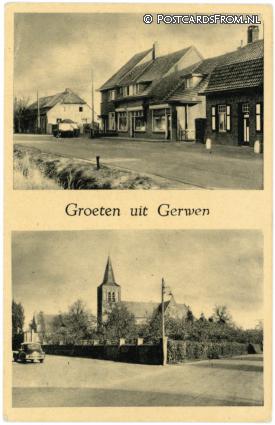 Nuenen, Gerwen. De Dorpstoko, A.W. Pastoor Bakkerij-Slagerij ansichtkaart: Nuenen, Gerwen. De Dorpstoko, A.W. Pastoor Bakkerij-Slagerij