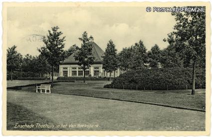 ansichtkaart: Enschede, Theehuis in het van Heekspark
