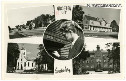 ansichtkaart: Soesterberg, Rademakerstraat - Militair Tehuis - Kerkje - Missiehuis