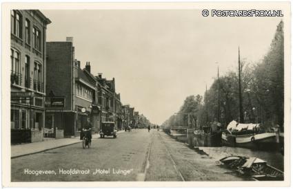 ansichtkaart: Hoogeveen, Hoofdstraat. Hotel 'Luinge'