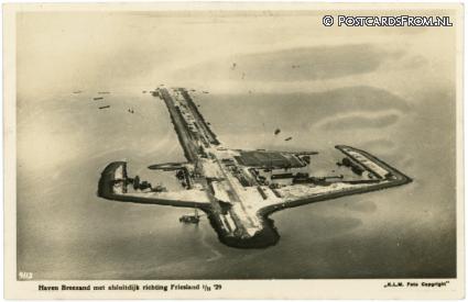 Breezand, Haven met afsluitdijk richting Friesland 1-11-1929 ansichtkaart: Breezand, Haven met afsluitdijk richting Friesland 1-11-1929