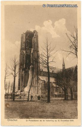 Oirschot, St. Pieterstoren na de instorting op 12 Dec. 1904 ansichtkaart: Oirschot, St. Pieterstoren na de instorting op 12 Dec. 1904