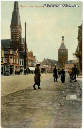 ansichtkaart: Culemborg, Markt met Binnenpoort