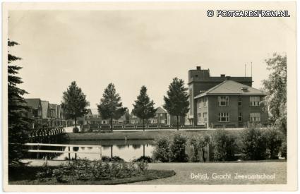 Delfzijl, Gracht Zeevaartschool ansichtkaart: Delfzijl, Gracht Zeevaartschool