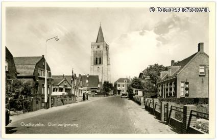 Oostkapelle, Domburgseweg ansichtkaart: Oostkapelle, Domburgseweg