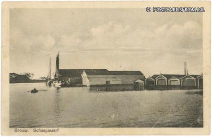 Grouw, Scheepswerf ansichtkaart: Grouw, Scheepswerf