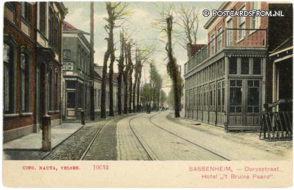 ansichtkaart: Sassenheim, Dorpsstraat. Hotel 't Bruine Paard