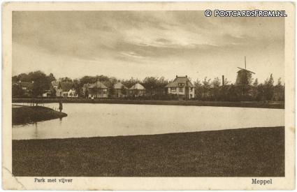 Meppel, Park met vijver ansichtkaart: Meppel, Park met vijver