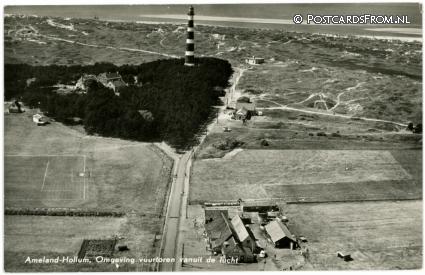 Hollum, Omgeving vuurtoren vanuit de lucht ansichtkaart: Hollum, Omgeving vuurtoren vanuit de lucht