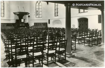ansichtkaart: Westerbork, N.H. Kerk. Interieur verzorging Zwagerstoelen Ermeloo