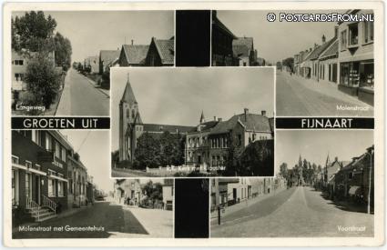 Fijnaart, Langeweg Molenstraat met Gem. Huis - Klooster - Voorstraat ansichtkaart: Fijnaart, Langeweg Molenstraat met Gem. Huis - Klooster - Voorstraat
