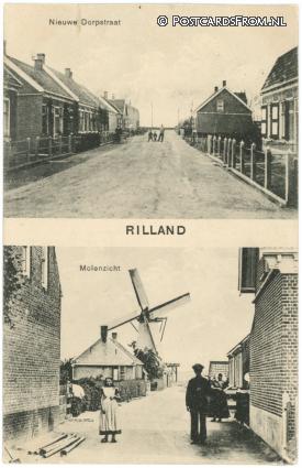 ansichtkaart: Rilland, Nieuwe Dorpstraat - Molenzicht
