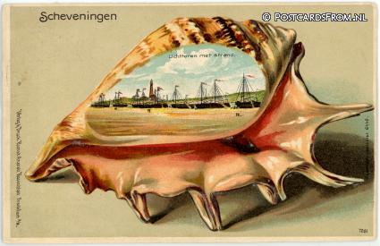 ansichtkaart: Scheveningen, Lichttoren met strand